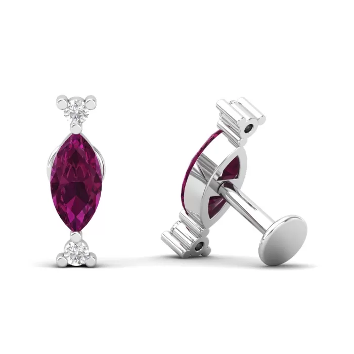 Rhodolite Garnet 14K Stud Earrings, Dainty Gold Stud Earrings For Women, Everyday Gemstone Earring For Her, January Birthstone Earrings | Save 33% - Rajasthan Living 10