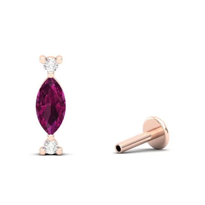 Rhodolite Garnet 14K Stud Earrings, Dainty Gold Stud Earrings For Women, Everyday Gemstone Earring For Her, January Birthstone Earrings | Save 33% - Rajasthan Living 5