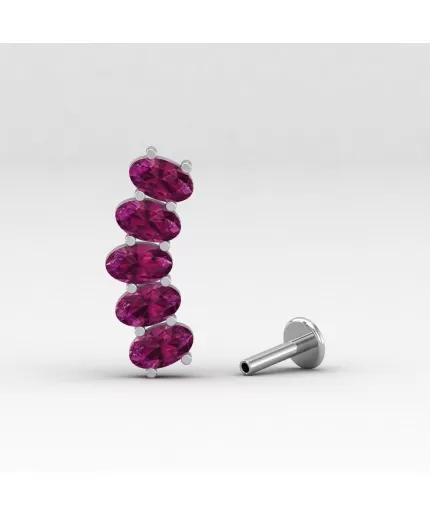 Rhodolite Garnet 14K Dainty Ear Climbers, Gold Stud Earrings For Her, Everyday Gemstone Earring For Women, Birthstone Climber Stud Earrings | Save 33% - Rajasthan Living
