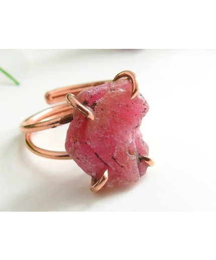 African Ruby Rough Copper Ring,Adjustable,Raw,Slice,Slab,Wire-Wrapping Jewelry,Statement Ring,Minerals Stone,Gift For Her 10-15MM Long CJ-1 | Save 33% - Rajasthan Living 7