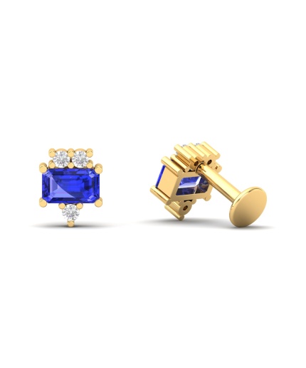 14K Dainty Natural Tanzanite Stud Earrings, Gold Stud Earrings For Women, Everyday Gemstone Earring For Her, December Birthstone Jewelry | Save 33% - Rajasthan Living 3