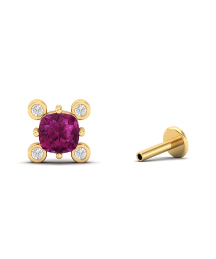 Dainty 14K Natural Rhodolite Garnet Stud Earrings, Everyday Gemstone Earring For Women, Gold Stud Earrings For Her, January Birthstone Jewel | Save 33% - Rajasthan Living