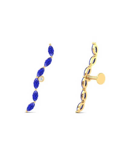 14K Dainty Natural Tanzanite Ear Climbers, Gold Climber Stud Earrings For Women, Everyday Gemstone Earring For Her, December Birthstone | Save 33% - Rajasthan Living 3