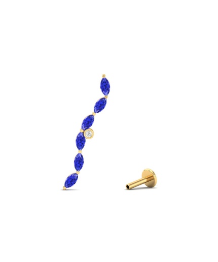 14K Dainty Natural Tanzanite Ear Climbers, Gold Climber Stud Earrings For Women, Everyday Gemstone Earring For Her, December Birthstone | Save 33% - Rajasthan Living