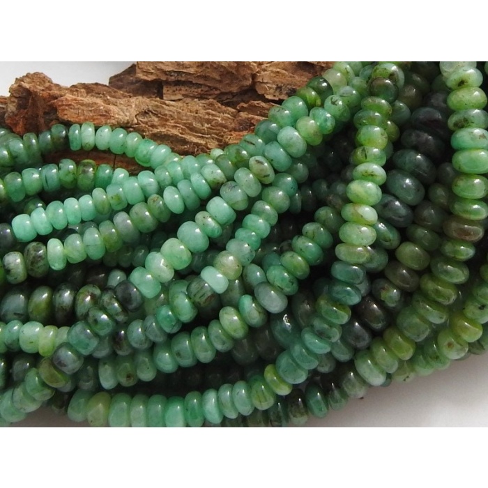 Emerald Smooth Roundel Bead,Shaded,Loose Stone,Handmade,Zambian Bead,For Making Jewelry,Necklace 100%Natural 14Inch Strand PME(B12) | Save 33% - Rajasthan Living 5