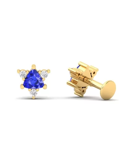 14K Dainty Natural Tanzanite Stud Earrings, Gold Stud Earrings For Women, Everyday Gemstone Earring For Her, Birthstone Earrings | Save 33% - Rajasthan Living 3