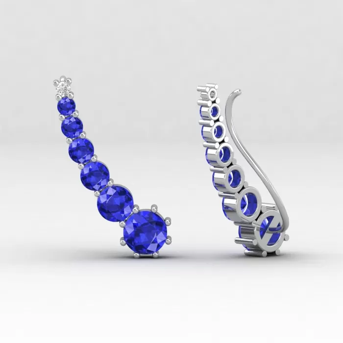 14K Dainty Natural Tanzanite Climber Earrings, Gold Stud Earrings For Women, Everyday Gemstone Earring For Her, December Birthstone Earrings | Save 33% - Rajasthan Living 7