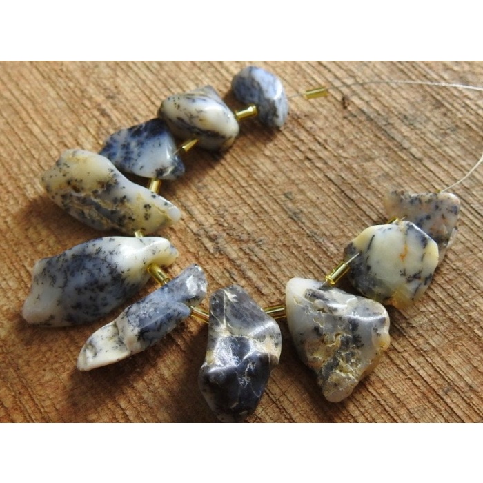 Dendritic Opal Rough Bead,Briolettes,Loose Raw Stone,10Piece Strand 26X17To13X10MM Approx,100%Natural,Wholesale Price,New Arrival R5 | Save 33% - Rajasthan Living 6