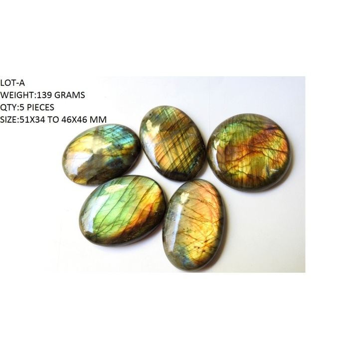 Labradorite Smooth Cabochons Lot,Fancy Shape,Multi Yellow Flashy Fire,Loose Stone,Handmade Gemstone,Pendent,For Making Jewelry C-1 | Save 33% - Rajasthan Living 5