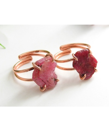 African Ruby Rough Copper Ring,Adjustable,Raw,Slice,Slab,Wire-Wrapping Jewelry,Statement Ring,Minerals Stone,Gift For Her 10-15MM Long CJ-1 | Save 33% - Rajasthan Living 5