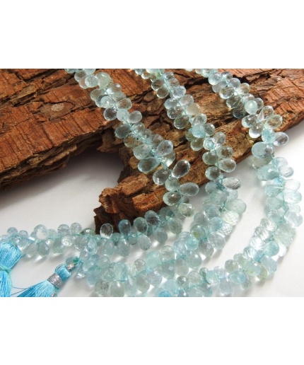 Ice Blue Aquamarine Faceted Drops,Teardrop,Handmade,Loose Stone,For Making Jewelry,100%Natural,8Inch 9X5To5X3MM Approx,Wholesaler PME(BR4) | Save 33% - Rajasthan Living 5