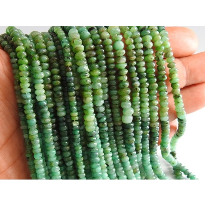 Emerald Smooth Roundel Bead,Shaded,Loose Stone,Handmade,Zambian Bead,For Making Jewelry,Necklace 100%Natural 14Inch Strand PME(B12) | Save 33% - Rajasthan Living 6