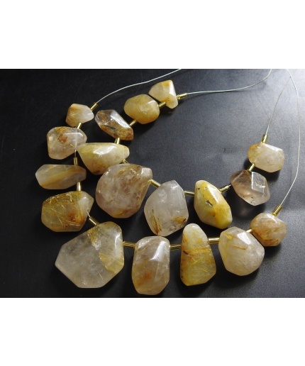 Golden Rutile Quartz Briolette,Faceted,Fancy Tumble,Side Drill,Nugget,Loose Stone 100%Natural 9Piece Strand 30X19To16X12MM Approx BR8 | Save 33% - Rajasthan Living