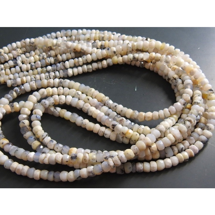 100%Natural/Dendrite Opal Faceted Roundel Bead/Loose Stone/Handmade/Shaded/Necklace/For Making Jewelry/18Inch Strand 4MM Approx/PME(B8) | Save 33% - Rajasthan Living 9