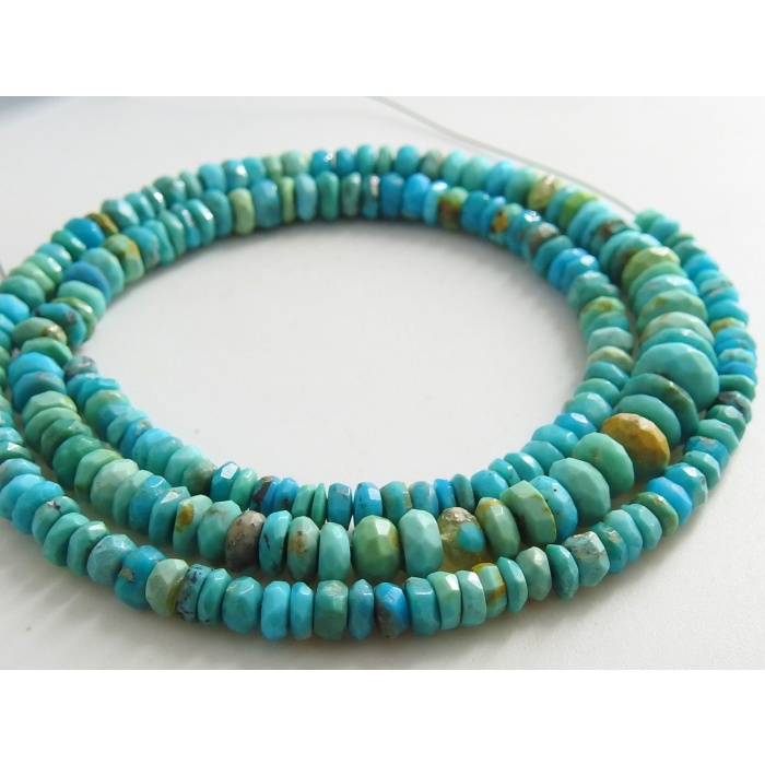 Arizona Turquoise Faceted Roundel Bead,Shaded,Sleeping Beauty,Blue Color,Handmade,One Of A Kind,100%Natural,16Inch 4To5MM Approx,PME-B2 | Save 33% - Rajasthan Living 9