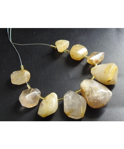 Golden Rutile Quartz Briolette,Faceted,Fancy Tumble,Side Drill,Nugget,Loose Stone 100%Natural 9Piece Strand 30X19To16X12MM Approx BR8 | Save 33% - Rajasthan Living 3