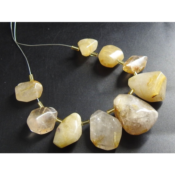 Golden Rutile Quartz Briolette,Faceted,Fancy Tumble,Side Drill,Nugget,Loose Stone 100%Natural 9Piece Strand 30X19To16X12MM Approx BR8 | Save 33% - Rajasthan Living 6