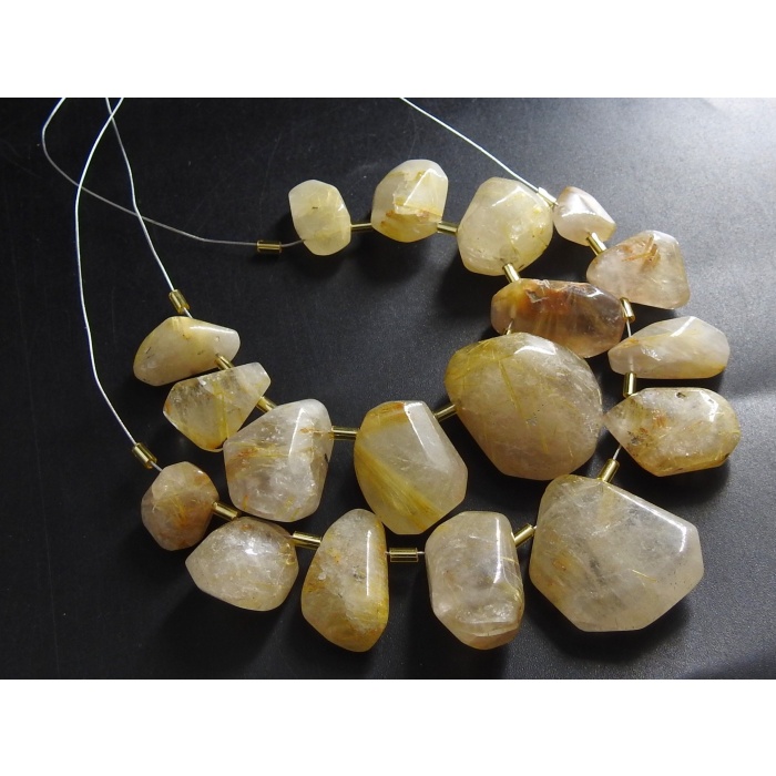 Golden Rutile Quartz Briolette,Faceted,Fancy Tumble,Side Drill,Nugget,Loose Stone 100%Natural 9Piece Strand 30X19To16X12MM Approx BR8 | Save 33% - Rajasthan Living 8