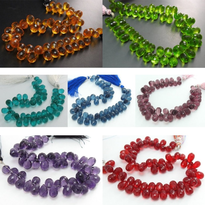 Quartz Micro Faceted Drops,Glass Bead,Teardrop,Hydro,Loose Stone,Handmade Gemstone,For Making Jewelry,24Piece Strand 7X10-8X10MM Approx | Save 33% - Rajasthan Living 5
