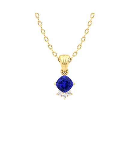 14K Solid Natural Tanzanite Gold Necklace, Minimalist Diamond Pendant, December Birthstone, Gift for her, Unique Diamond Layering Necklace | Save 33% - Rajasthan Living 3