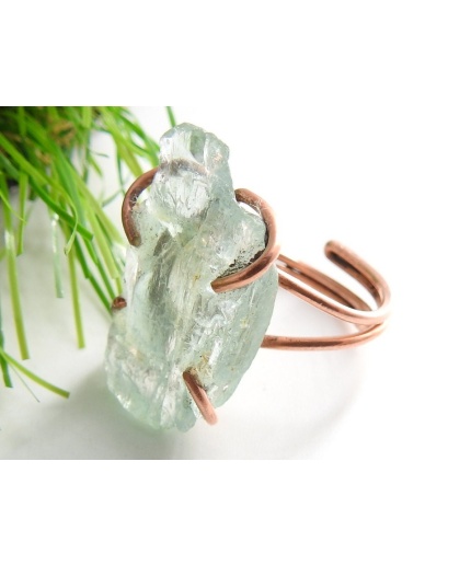 Aquamarine Natural Rough Rings,Wire Wrapping Jewelry,Copper,Adjustable,Raw,Wire-Wrapped,Minerals Stone,One Of A Kind 20-22MM Long CJ-1 | Save 33% - Rajasthan Living 3