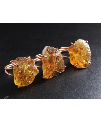 Citrine Natural Rough Rings,Wire Wrapping,Copper,Adjustable,Wire-Wrapped,Minerals Stone,One Of A Kind,Wholesaler,Supplies 20-22MM Long CJ-1 | Save 33% - Rajasthan Living 5