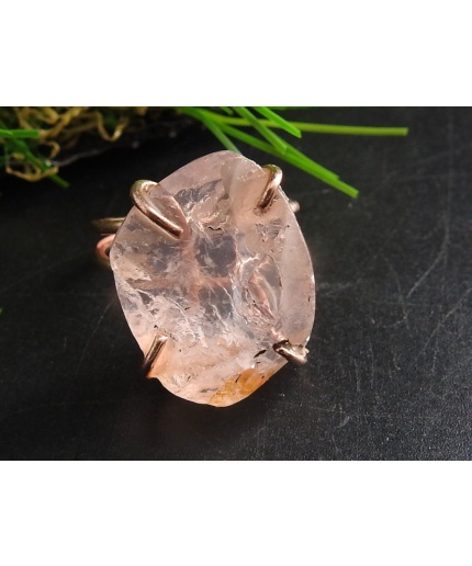 Rose Quartz Natural Rough Rings,Wire Wrapping,Copper,Adjustable,Wire-Wrapped,Minerals Stone,One Of A Kind,Wholesale Price 20-22MM Long CJ-1 | Save 33% - Rajasthan Living 3