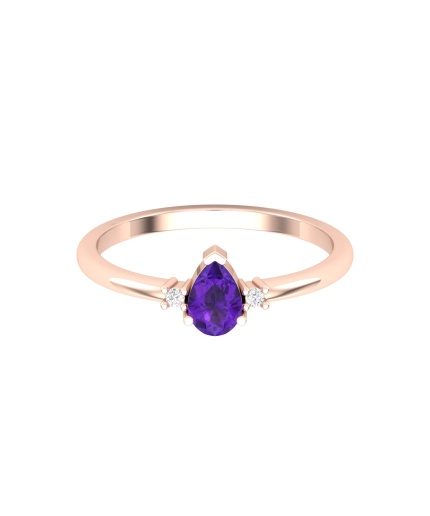 Natural Amethyst Solid 14K Gold Ring, Everyday Gemstone Ring For Her, Handmade Jewellery For Women, February Birthstone Statement Ring | Save 33% - Rajasthan Living 5