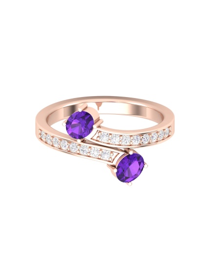 Solid 14K Gold Natural Amethyst Ring, Everyday Gemstone Ring For Her, Handmade Jewellery For Women, February Birthstone Multistone Ring | Save 33% - Rajasthan Living 3