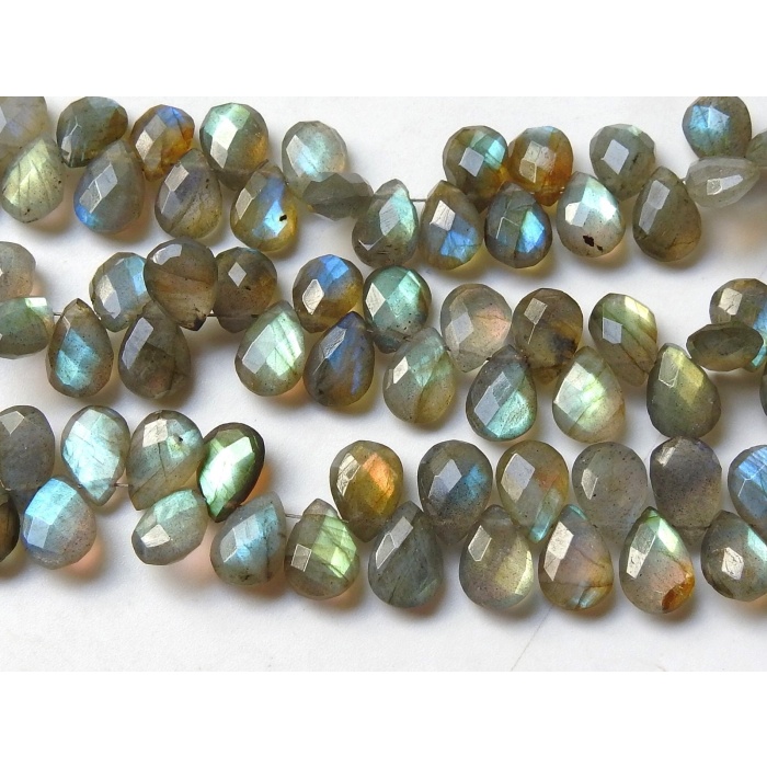 Labradorite Faceted Teardrop,Spectrolite,Drop,Multi Fire,Loose Stone,Handmade,For Making Jewelry 8Inch 10X7MM Approx 100%Natural PME-BR1 | Save 33% - Rajasthan Living 8