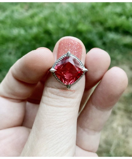 5.00 Carat Exotic Cut Padparadscha Sapphire Solitaire Ring 925 Sterling Silver Ring for Her, Annivarsary gift for her | Save 33% - Rajasthan Living