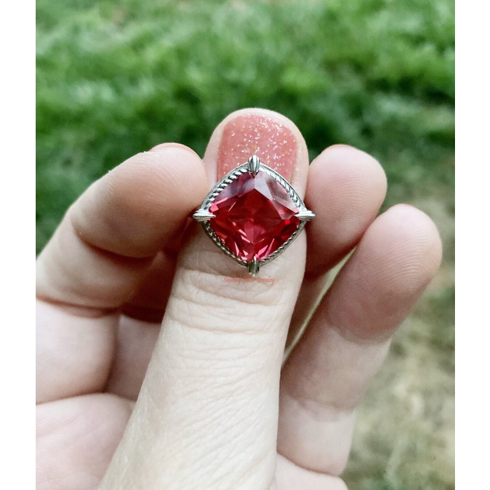 5.00 Carat Exotic Cut Padparadscha Sapphire Solitaire Ring 925 Sterling Silver Ring for Her, Annivarsary gift for her | Save 33% - Rajasthan Living 5