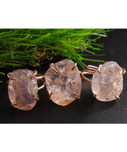 Rose Quartz Natural Rough Rings,Wire Wrapping,Copper,Adjustable,Wire-Wrapped,Minerals Stone,One Of A Kind,Wholesale Price 20-22MM Long CJ-1 | Save 33% - Rajasthan Living