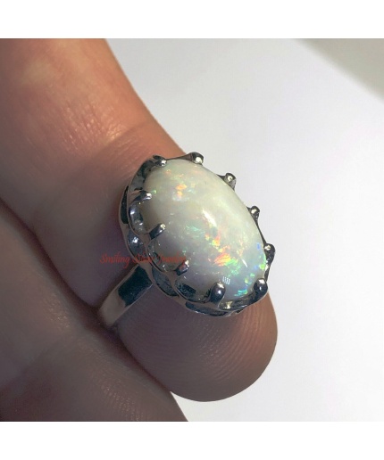 4.02 Carat Natural Australian White Opal Ring, Natural White Fire Opal – Australia 925 Sterling Silver Ring | Save 33% - Rajasthan Living 3