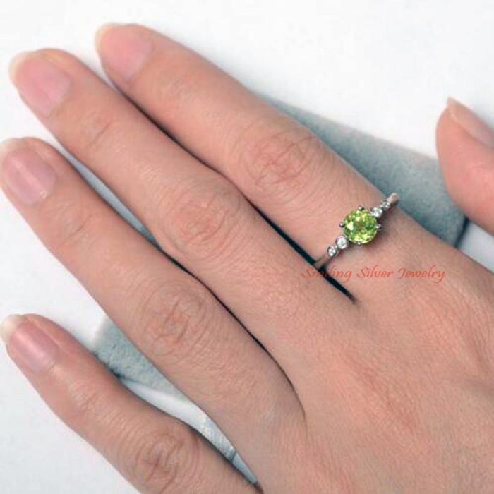 2 Carat Round Cut Green Peridot Engagement Ring 5 Stone Solitaire 14k WhiteGold Over | Save 33% - Rajasthan Living 8