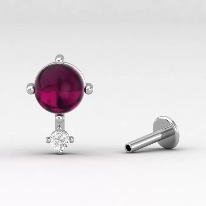 Dainty Rhodolite Garnet Stud Earrings, 14K Gold Stud Earrings For Women, January Birthstone Jewelry, Everyday Gemstone Earring For Her | Save 33% - Rajasthan Living 5