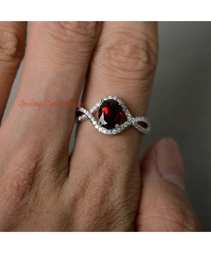 Sterling Silver Natural Garnet Ring – Engagement Natural Certified 3.5 Carat Oval Cut Garnet Infinity Promise Engagement Ring for woman | Save 33% - Rajasthan Living 3