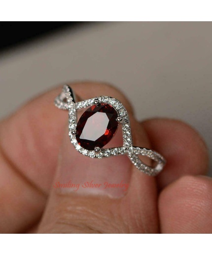 Sterling Silver Natural Garnet Ring – Engagement Natural Certified 3.5 Carat Oval Cut Garnet Infinity Promise Engagement Ring for woman | Save 33% - Rajasthan Living