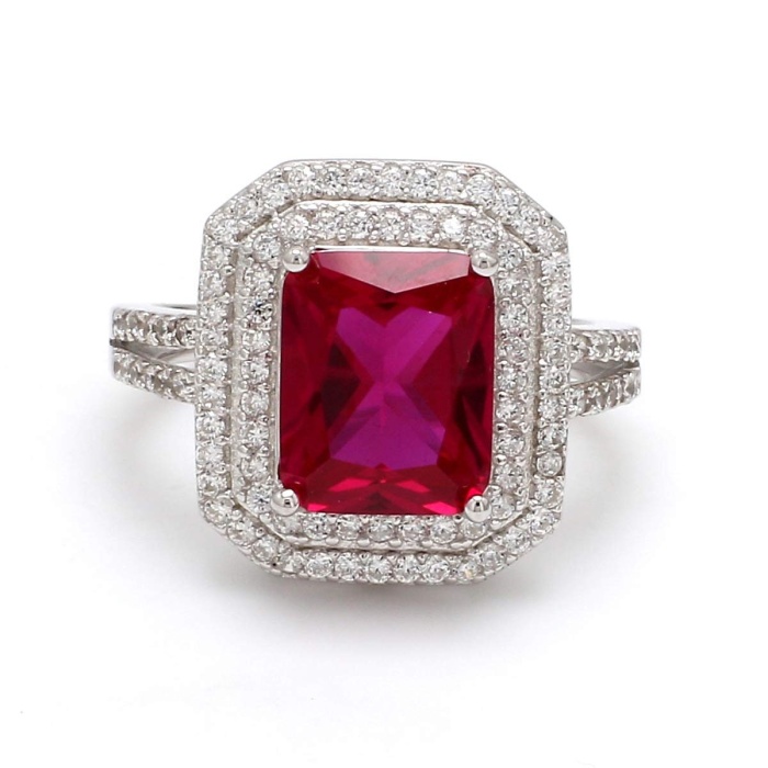 Natural Ruby 925 Sterling Silver Cubic Zirconia Glam Cocktail American Diamond Ring For Women 5 Carat Red Ruby Ring | Save 33% - Rajasthan Living 5