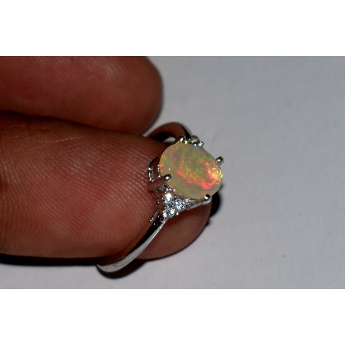 925 Sterling Silver Ethiopian Opal Stone Cluster Ring /Handmade Certified Fire Opal Promise Ring For Beloved | Save 33% - Rajasthan Living 6