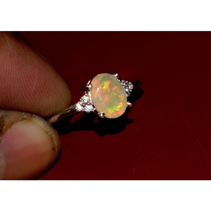 925 Sterling Silver Ethiopian Opal Stone Cluster Ring /Handmade Certified Fire Opal Promise Ring For Beloved | Save 33% - Rajasthan Living 5