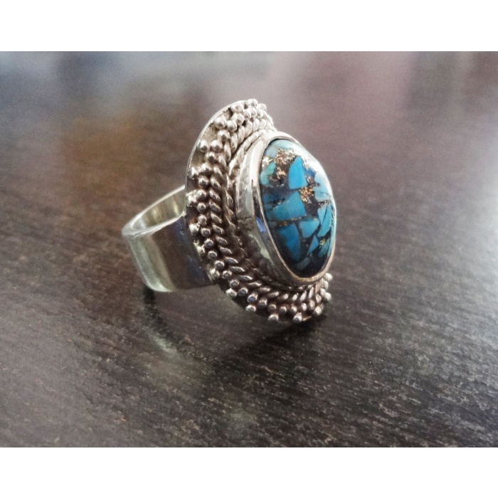 Genuine Turquoise Ring, Silver Turquoise Ring, Copper Turquoise Ring, Sterling Silver Ring, Blue Ring, Boho Turquoise Ring, Turquoise Ring | Save 33% - Rajasthan Living 8