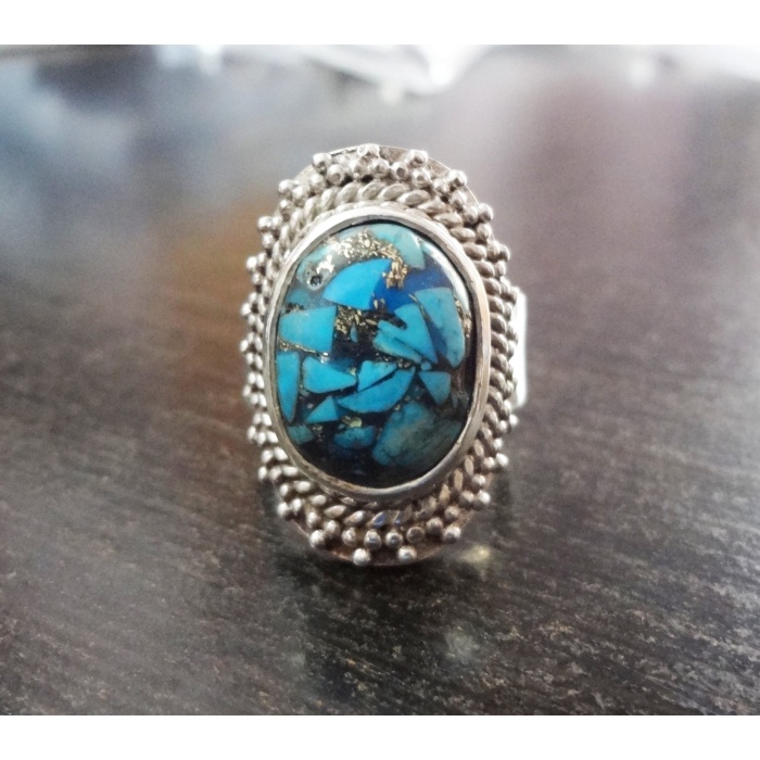 Genuine Turquoise Ring, Silver Turquoise Ring, Copper Turquoise Ring, Sterling Silver Ring, Blue Ring, Boho Turquoise Ring, Turquoise Ring | Save 33% - Rajasthan Living 5