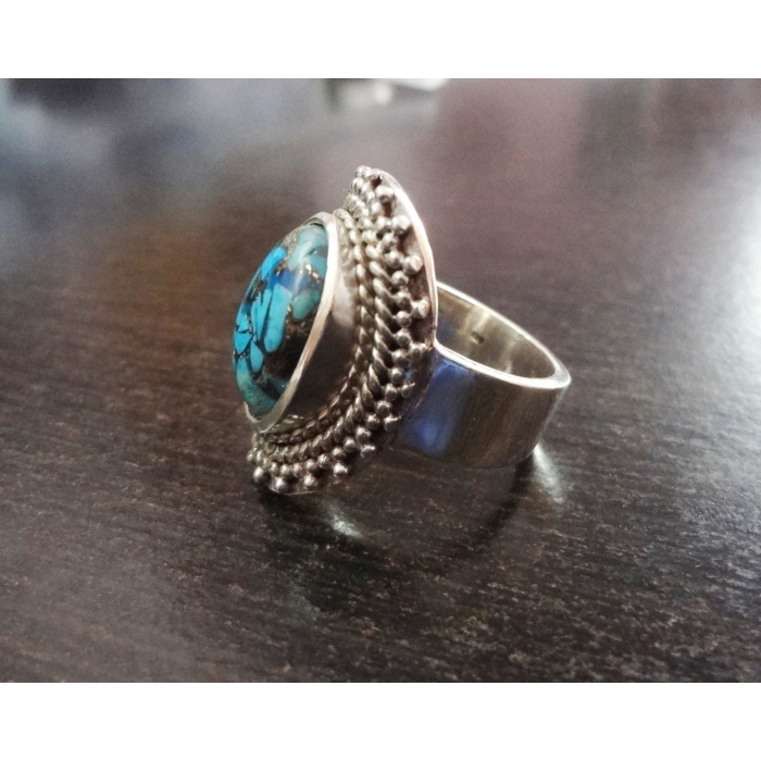 Genuine Turquoise Ring, Silver Turquoise Ring, Copper Turquoise Ring, Sterling Silver Ring, Blue Ring, Boho Turquoise Ring, Turquoise Ring | Save 33% - Rajasthan Living 7