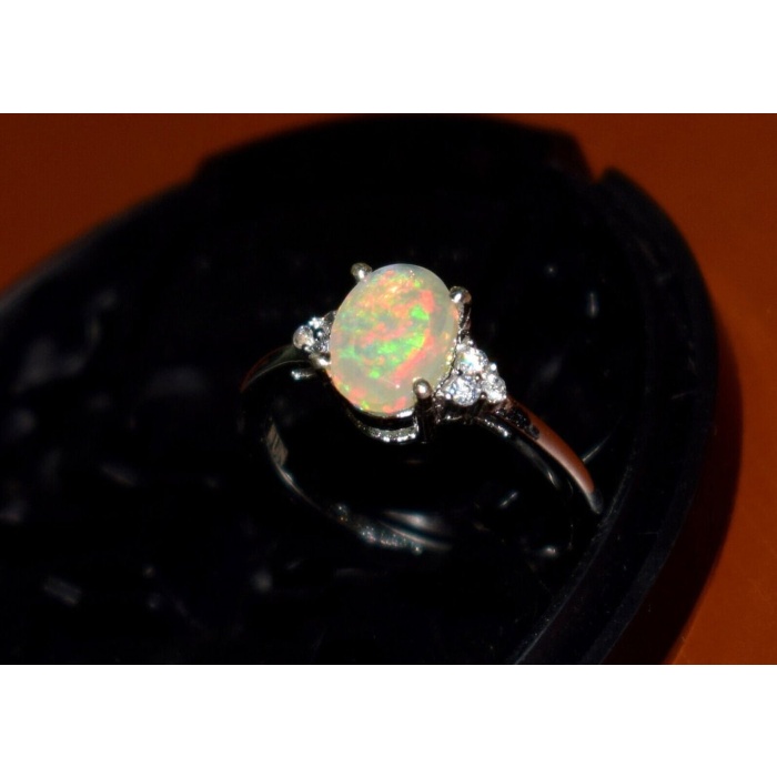 925 Sterling Silver Ethiopian Opal Stone Cluster Ring /Handmade Certified Fire Opal Promise Ring For Beloved | Save 33% - Rajasthan Living 9