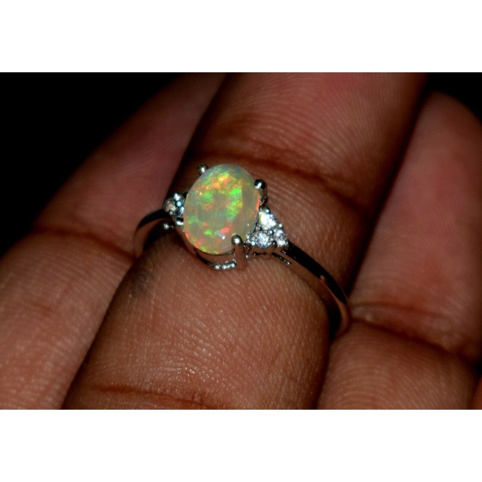 925 Sterling Silver Ethiopian Opal Stone Cluster Ring /Handmade Certified Fire Opal Promise Ring For Beloved | Save 33% - Rajasthan Living 7