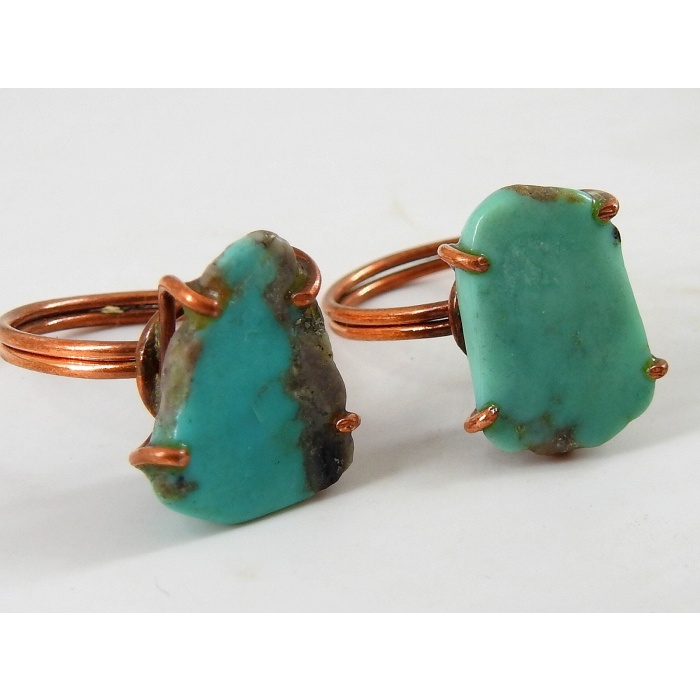 Arizona Turquoise Wire Wrapping Rings,Rough,Slice,Slab,Polished,Copper Jewelry,Adjustable,One Of A Kind,Wholesale Price,15-20MM Long CJ-1 | Save 33% - Rajasthan Living 9