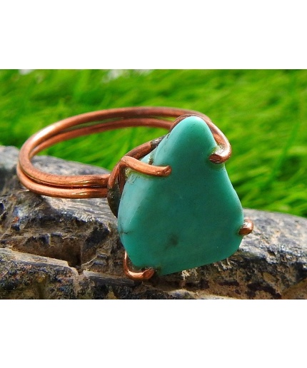 Arizona Turquoise Wire Wrapping Rings,Rough,Slice,Slab,Polished,Copper Jewelry,Adjustable,One Of A Kind,Wholesale Price,15-20MM Long CJ-1 | Save 33% - Rajasthan Living 3