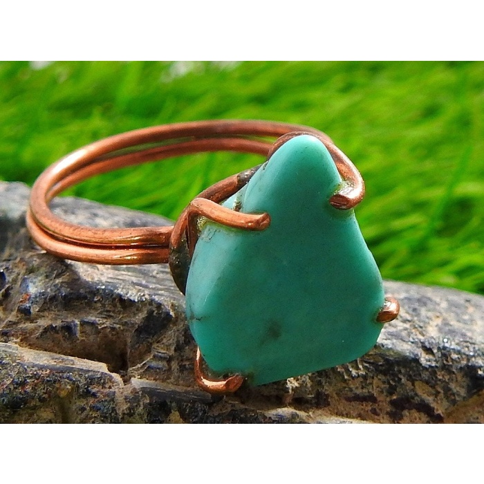 Arizona Turquoise Wire Wrapping Rings,Rough,Slice,Slab,Polished,Copper Jewelry,Adjustable,One Of A Kind,Wholesale Price,15-20MM Long CJ-1 | Save 33% - Rajasthan Living 6