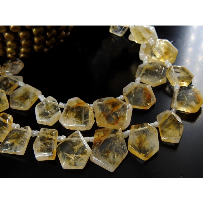 Natural Citrine Rough Crystal Slice,Polished,Slab,Nugget,Minerals Stone,Loose Raw,For Making Jewelry,8Inch Strand 17X15To10X9MM Approx R5 | Save 33% - Rajasthan Living 7